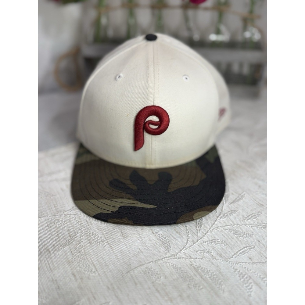 Philadelphia Phillies New Era 59FIFTY Fitted Hat 7 5/8 Camo Brim Park Lake Retro